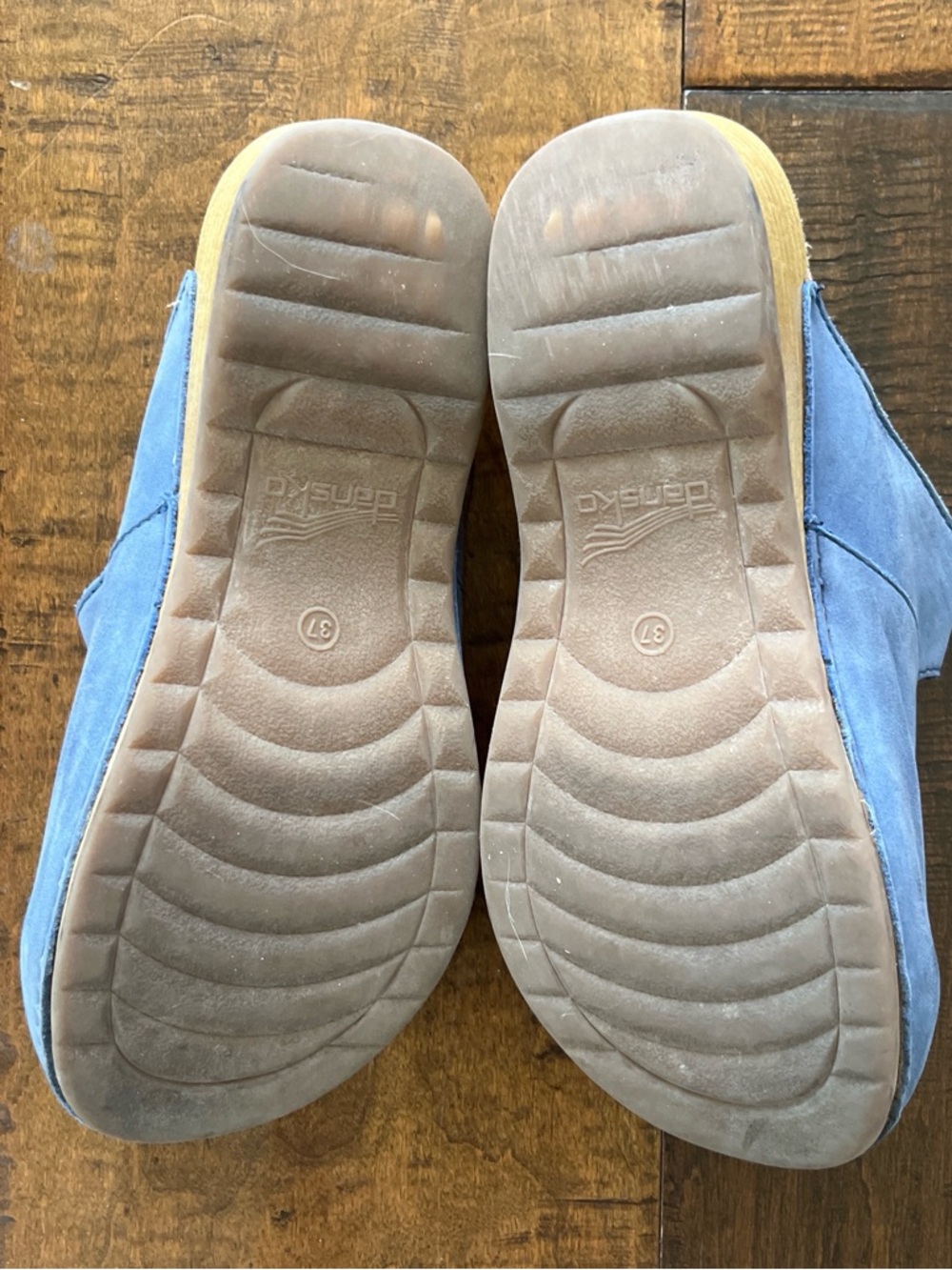 Dansko Martina Mary Jane blue suede clogs with gold buckles EU 37 US 7 - Picture 4 of 5